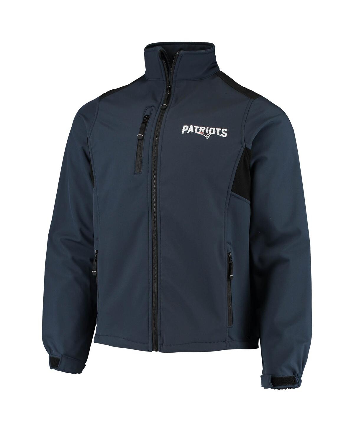 DUNBROOKE MEN'S DUNBROOKE NAVY NEW ENGLAND PATRIOTS CIRCLE SOFTSHELL FLEECE FULL-ZIP JACKET 