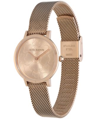 Women's Ultra Slim Floral Carnation Gold-Tone Steel Watch 28mm