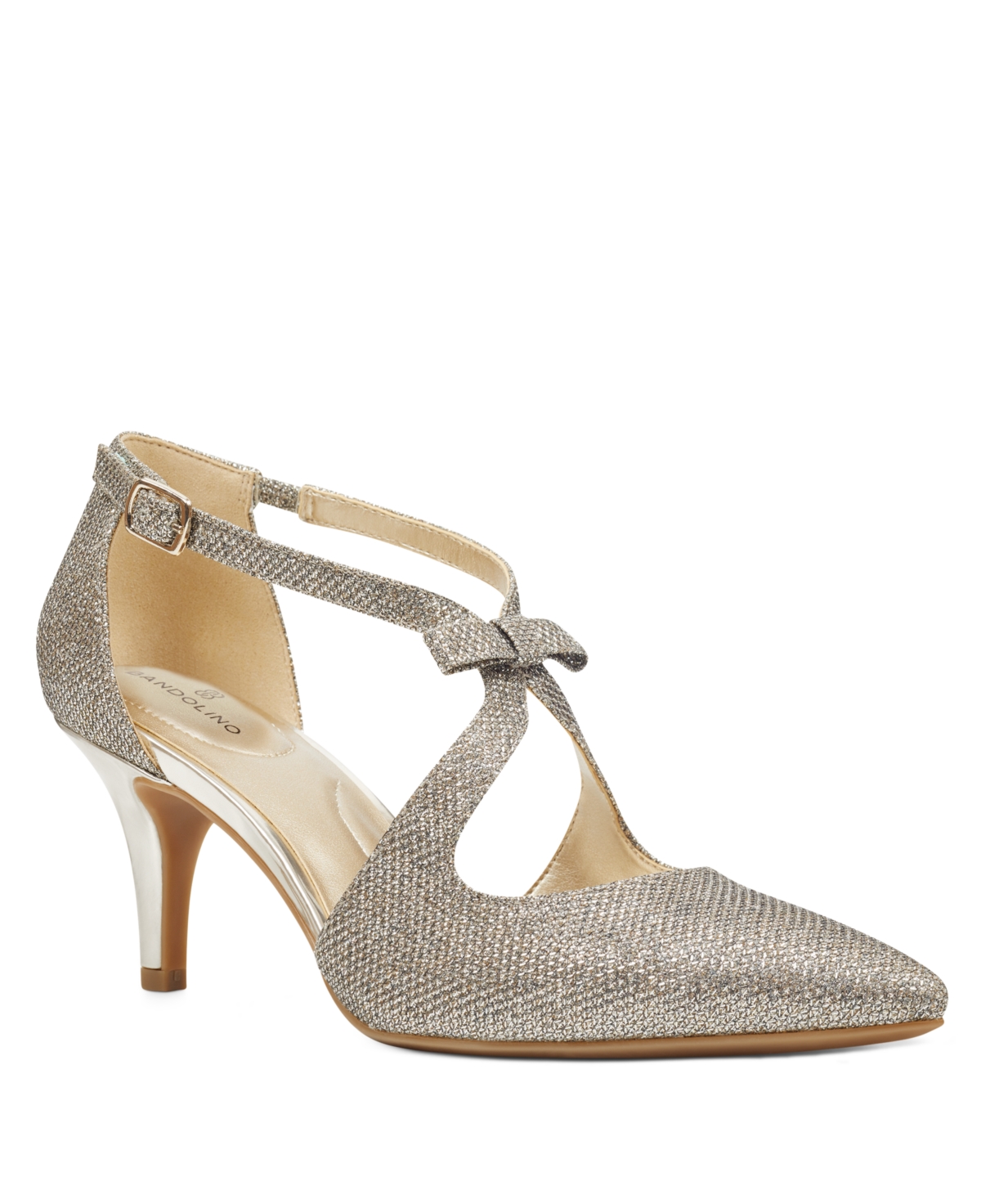 Bandolino Zeffer Womens Bow Metallic Pumps In Gold Glam