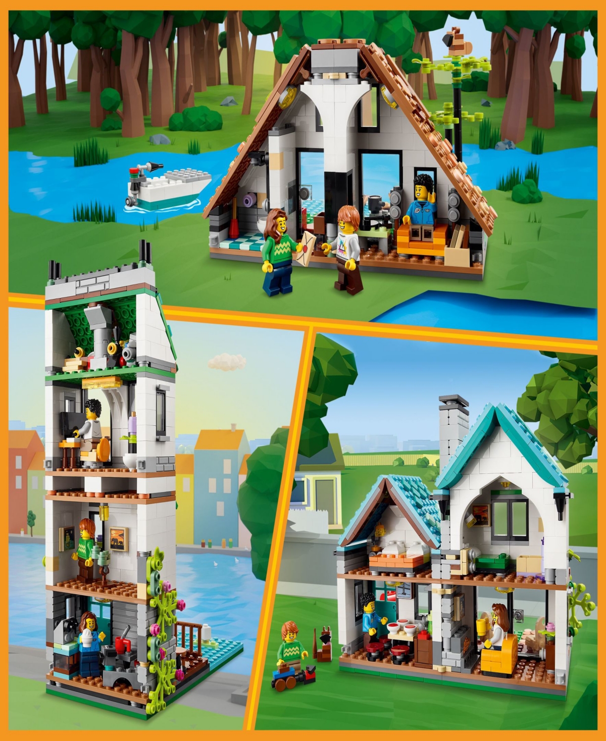 Lego Creator 31139 3-in-1 Cozy House Toy House Building Set With Minifigures In Multicolor