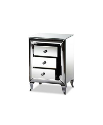 Pauline Contemporary Glam and Luxe 26" MDF and Mirrored 3-Drawer Nightstand