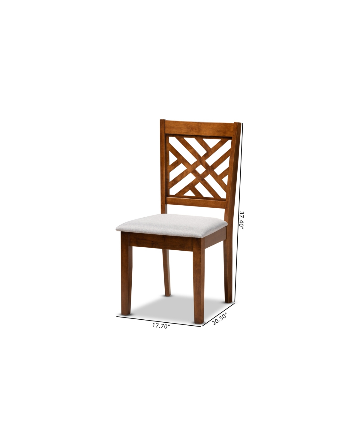 Baxton Studio Caron Modern And Contemporary 2-piece Fabric Upholstered And Wood Dining Chair Set In Gray,walnut Brown