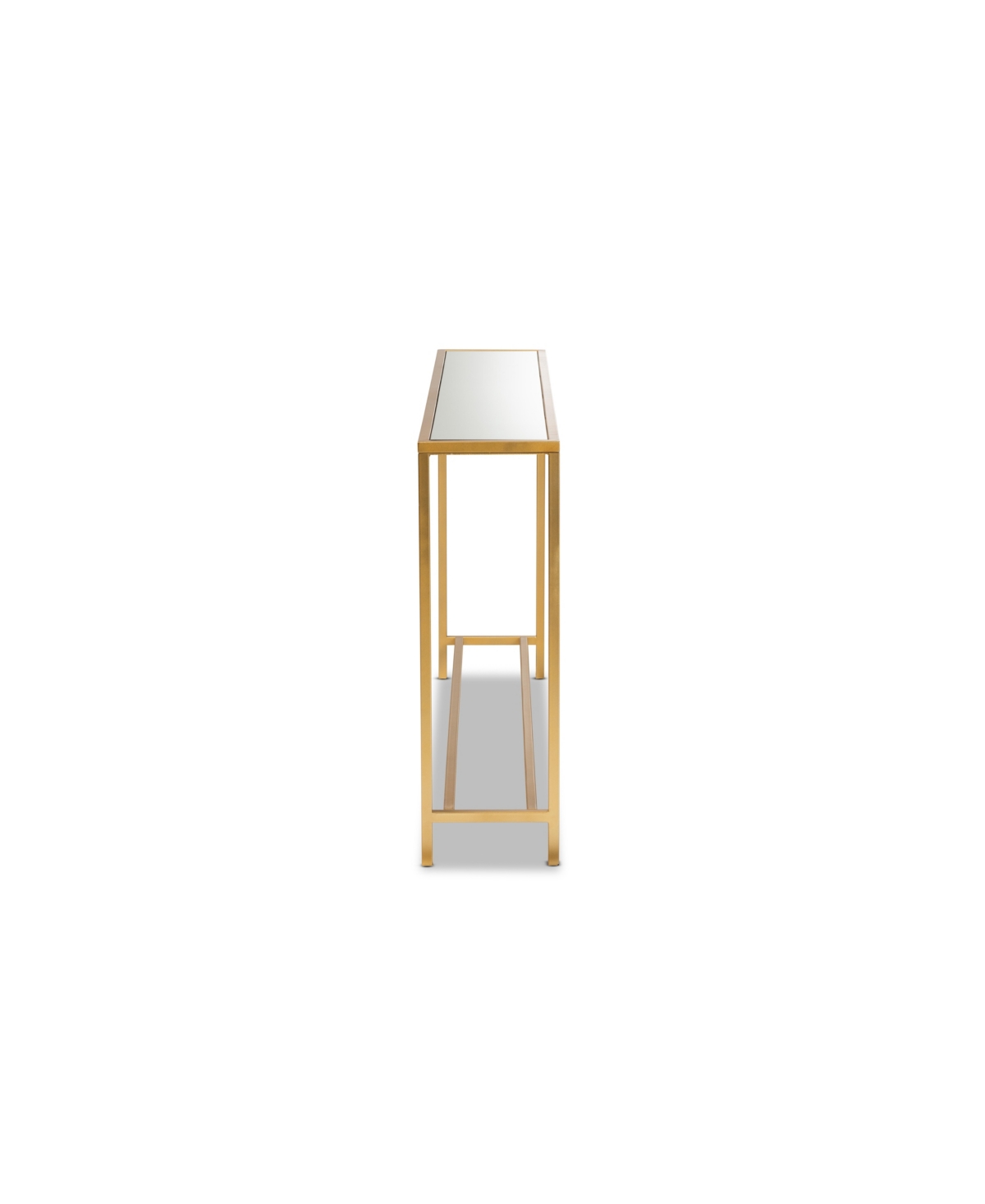 Baxton Studio Alessa Modern And Contemporary Glam 59.9" Finished Metal And Mirrored Glass Console Table In Gold-tone