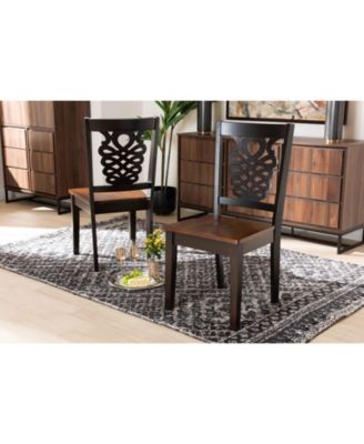 Gervais Modern and Contemporary Transitional 2-Piece Two-Tone Dark and Finished Wood Dining Chair Set