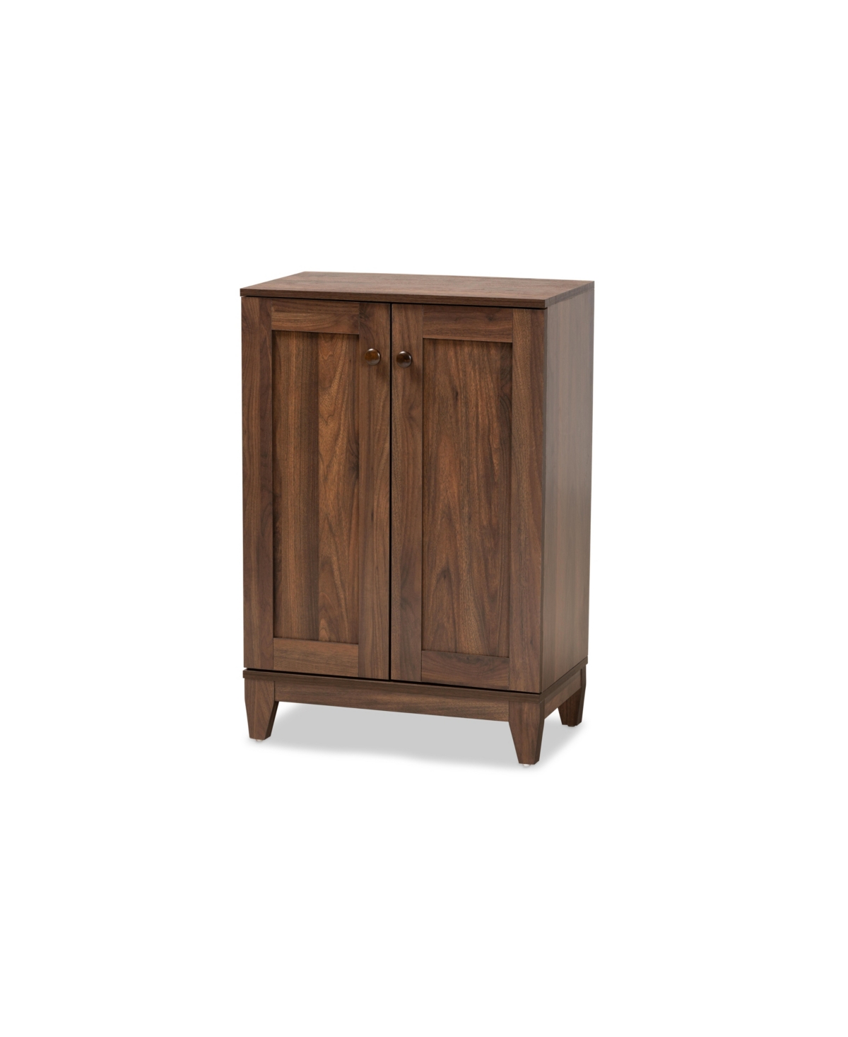 Baxton Studio Nissa Modern And Contemporary 34.6" Finished Wood 2-door Shoe Storage Cabinet In Walnut Brown