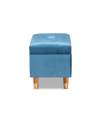 Elias Modern and Contemporary Velvet Fabric Upholstered and Finished Wood Storage Ottoman