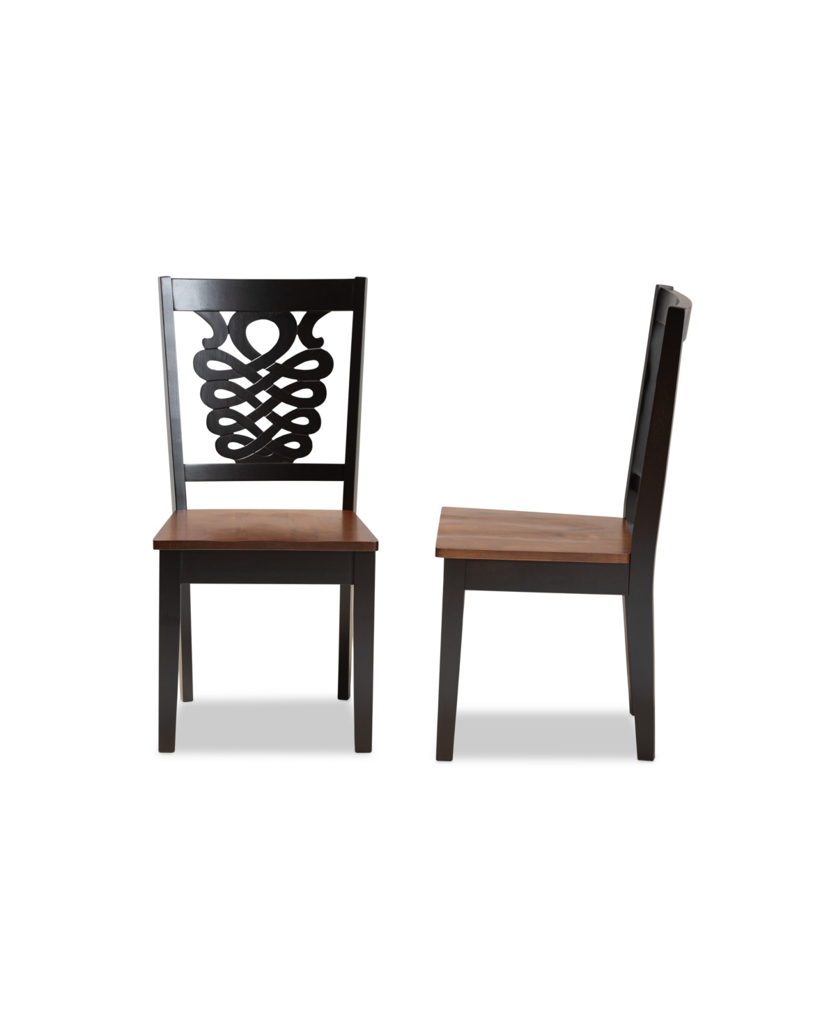Shop Baxton Studio Gervais Modern And Contemporary Transitional 2-piece Two-tone Dark And Finished Wood Dining Chair Se In Dark Brown,walnut Brown
