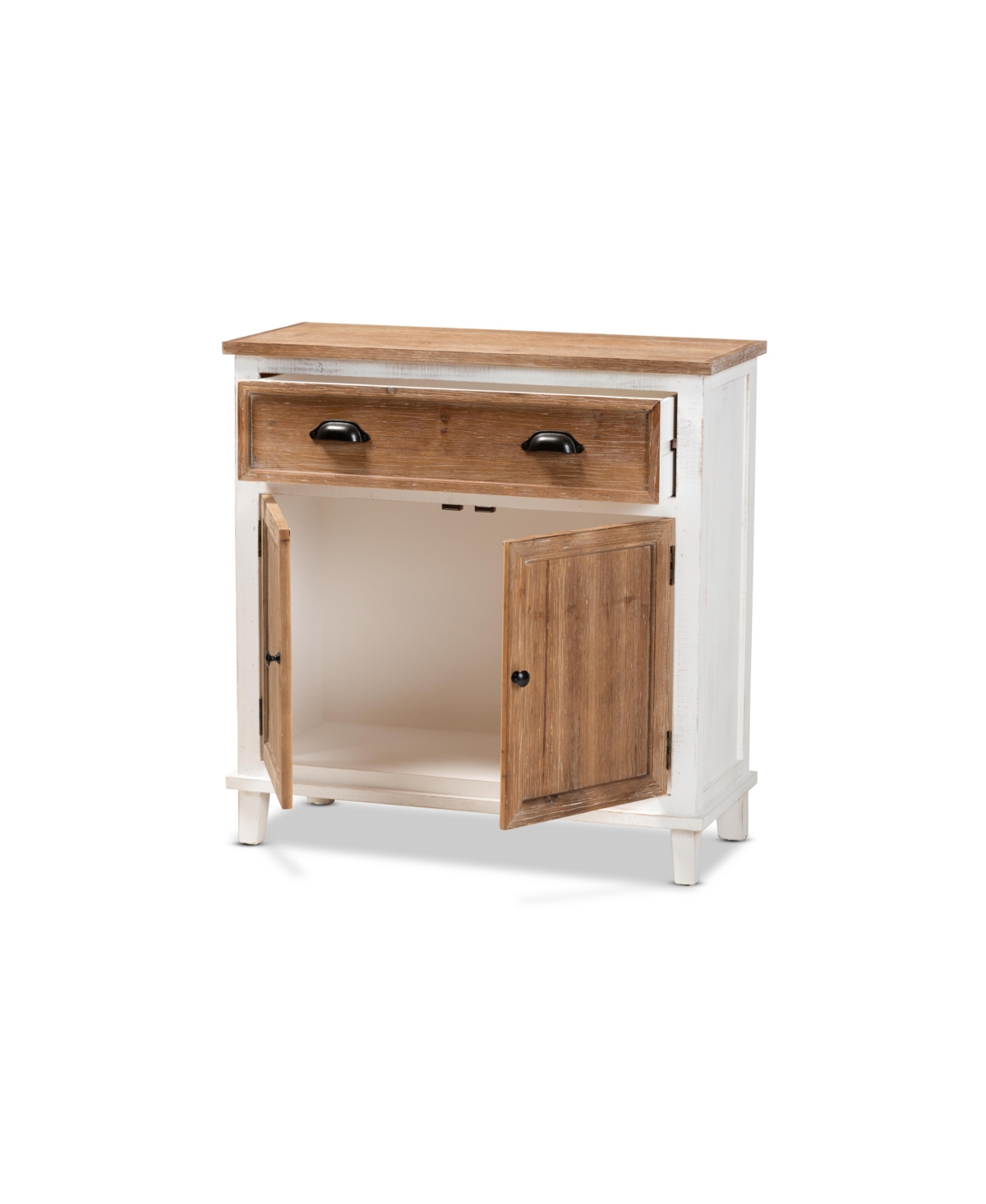 Shop Baxton Studio Glynn Rustic Farmhouse Weathered 31.9" Two-tone And Finished Wood 2-door Storage Cabinet In White,oak Brown