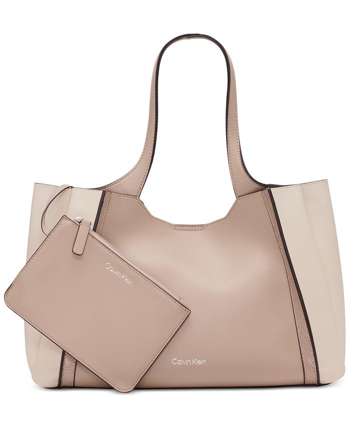 Calvin Klein Sahara Colorblocked Tote Bag with Removable Pouch & Reviews -  Handbags & Accessories - Macy's