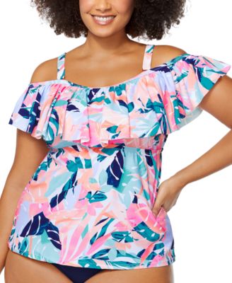 Trendy Plus Size Miami Nights Tortuga Tankini Top