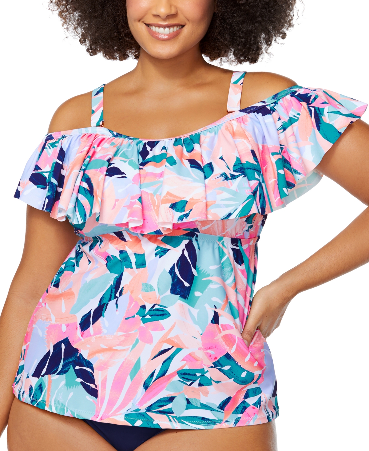 Raisins Curve Trendy Plus Size Miami Nights Tortuga Tankini Top