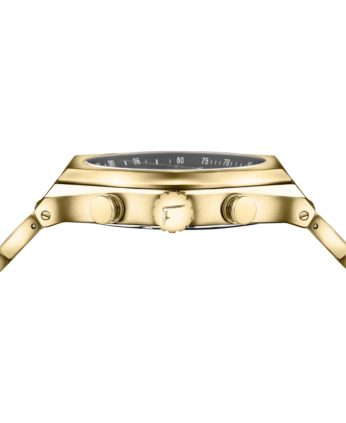Shop Ferragamo Salvatore  Men's Swiss Chronograph Tonneau Gold Ion Plated Stainless Steel Bracelet Watch 4 In Ip Yellow Gold