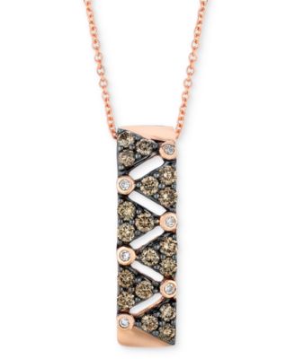 Le Vian - Chocolate Diamond (5/8 ct. t.w.) & Vanilla Diamond (1/20 ct. t.w.) Vertical Bar Cluster 18" Pendant Necklace in 14k Rose Gold