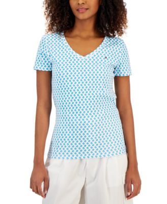 Tommy Hilfiger - Women's Cotton Daisy-Print V-Neck T-Shirt