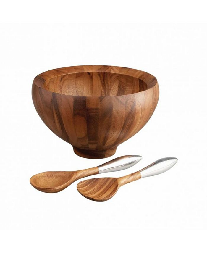 Nambé Nambe Yaro 3 Piece Wood Salad Bowl with Servers Macy's