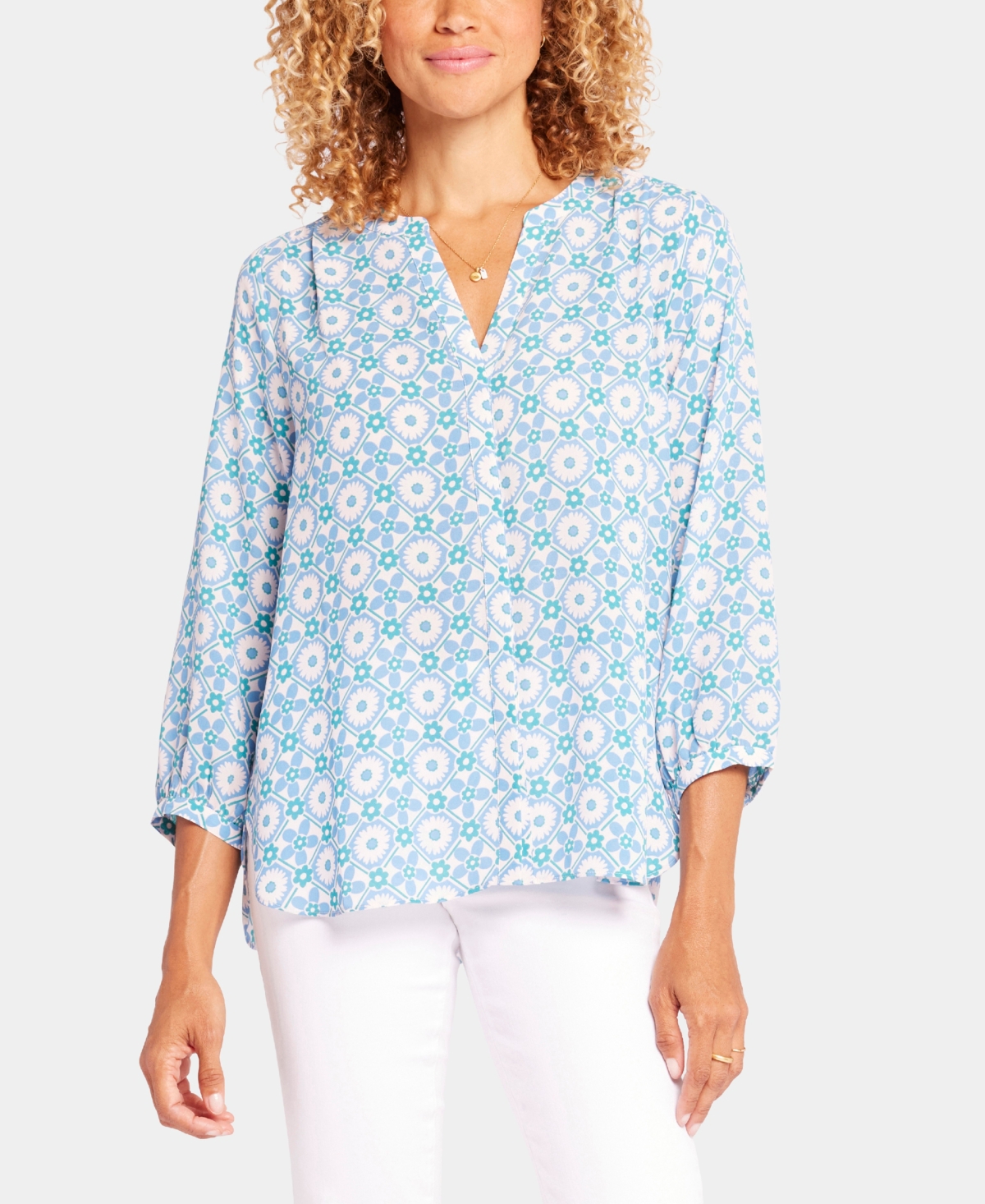 Nydj Pleated Blouse In Daisy Chain