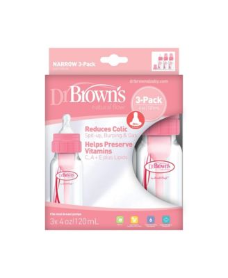 Natural Flow Anti-Colic Baby Bottles, Pink, 4oz, 3 Pack