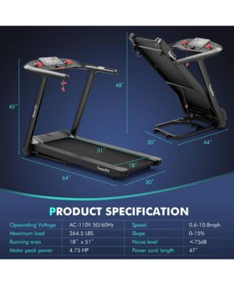 4.75HP Folding Treadmill w/Preset Programs Touch Screen Voice