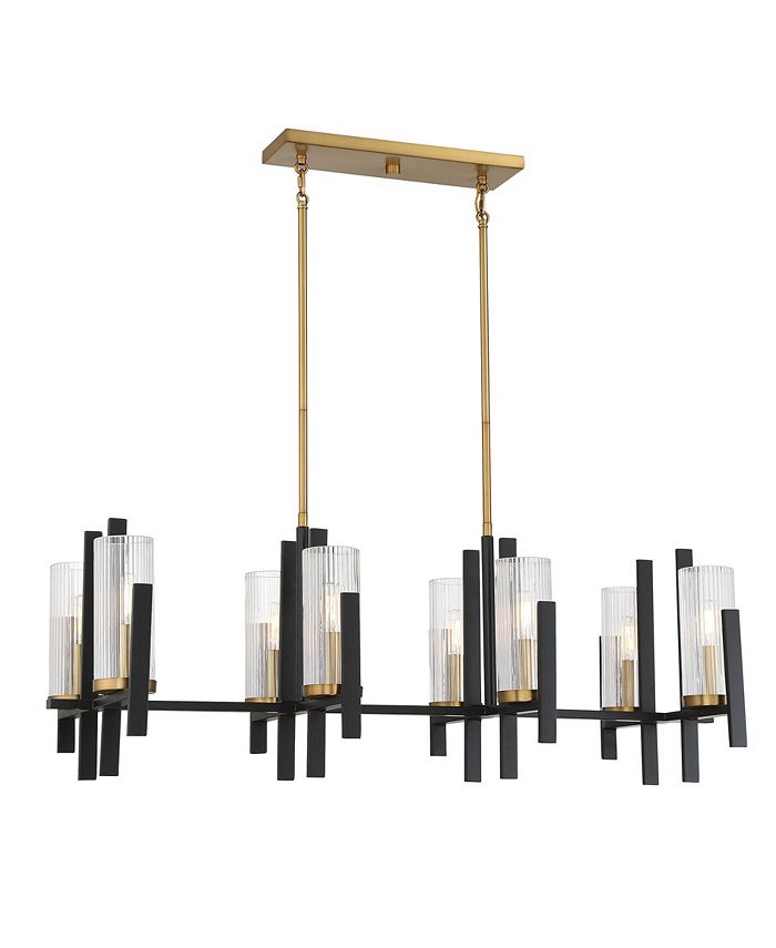 Savoy House Midland 8Light Linear Chandelier in Matte Black with Warm