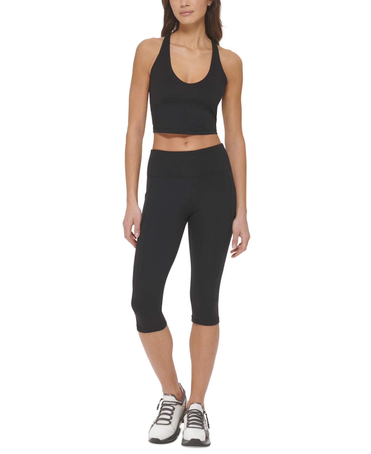 Shop Dkny Sport Women's Balance High-waist Capri Leggings In Black