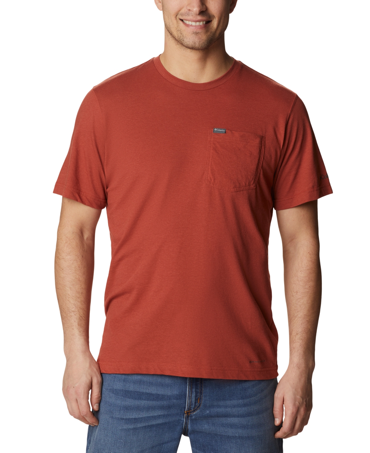 Columbia Men's Thistletown Hills Short-sleeve Pocket T-shirt In Warp Red Heathe
