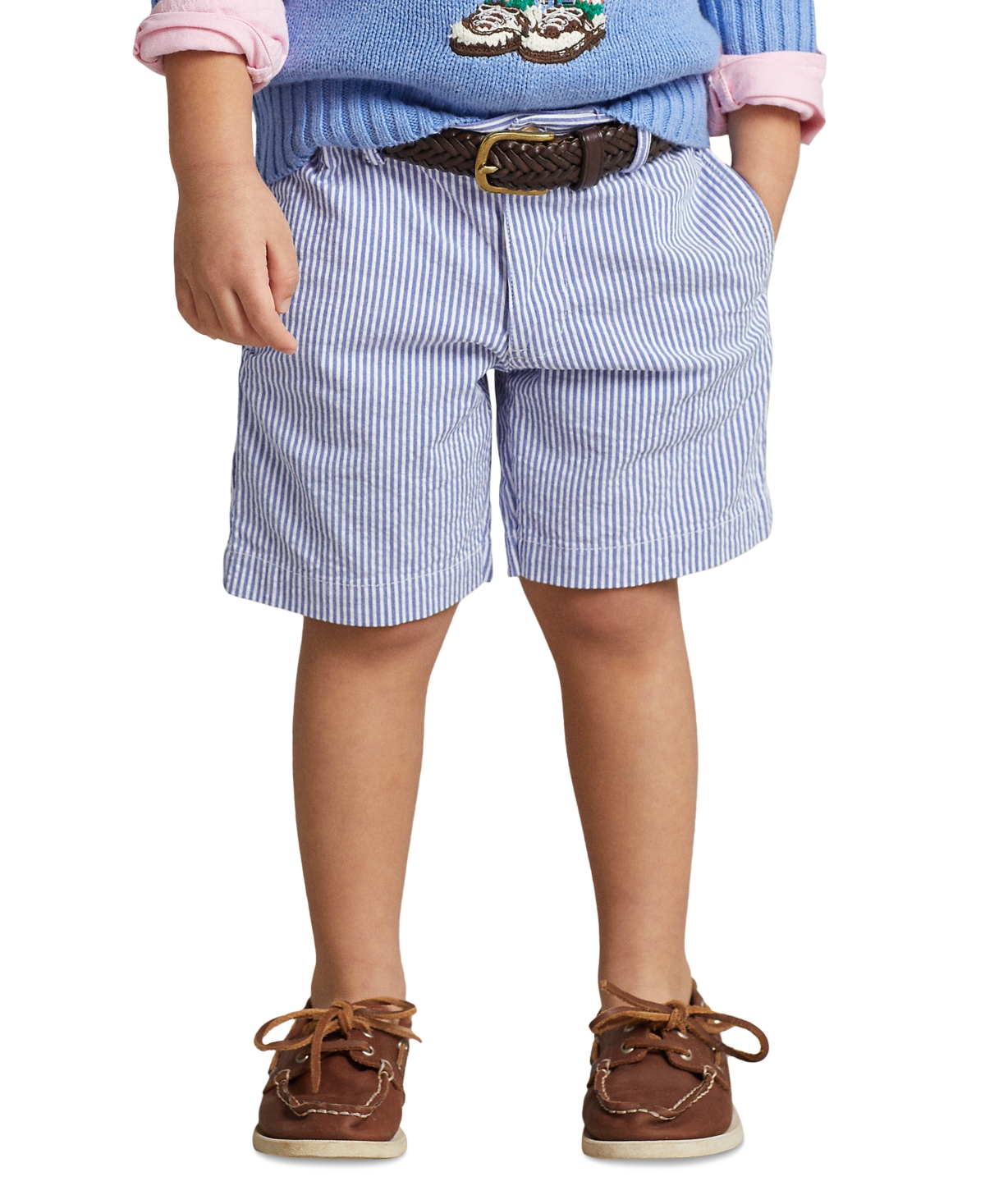 Polo Ralph Lauren Toddler And Little Boys Stretch Seersucker Shorts In Blue Seersucker