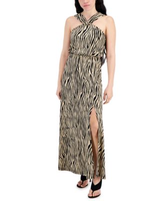 INC International Concepts Women's Sleeveless Halter-Neck Crocheted Maxi Dress Bright White XS main image 1