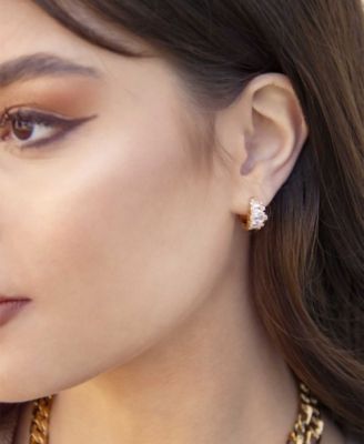 Crystal and Gold Plated Huggie Hoops