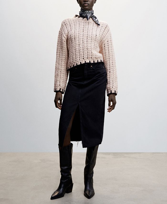 MANGO Women's Openwork Knit Sweater Macy's