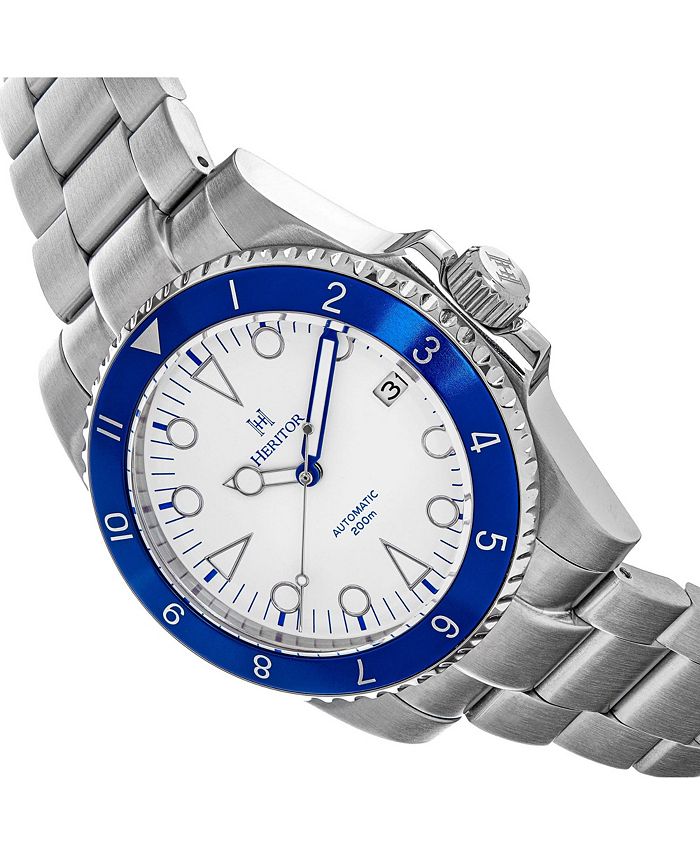 Heritor Automatic Men Luciano Stainless Steel Watch Blue/White, 41mm