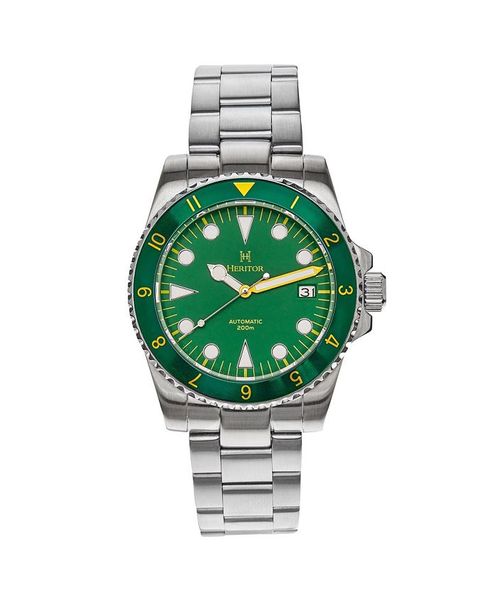 Heritor Automatic Men Luciano Stainless Steel Watch Green, 41mm Macy's