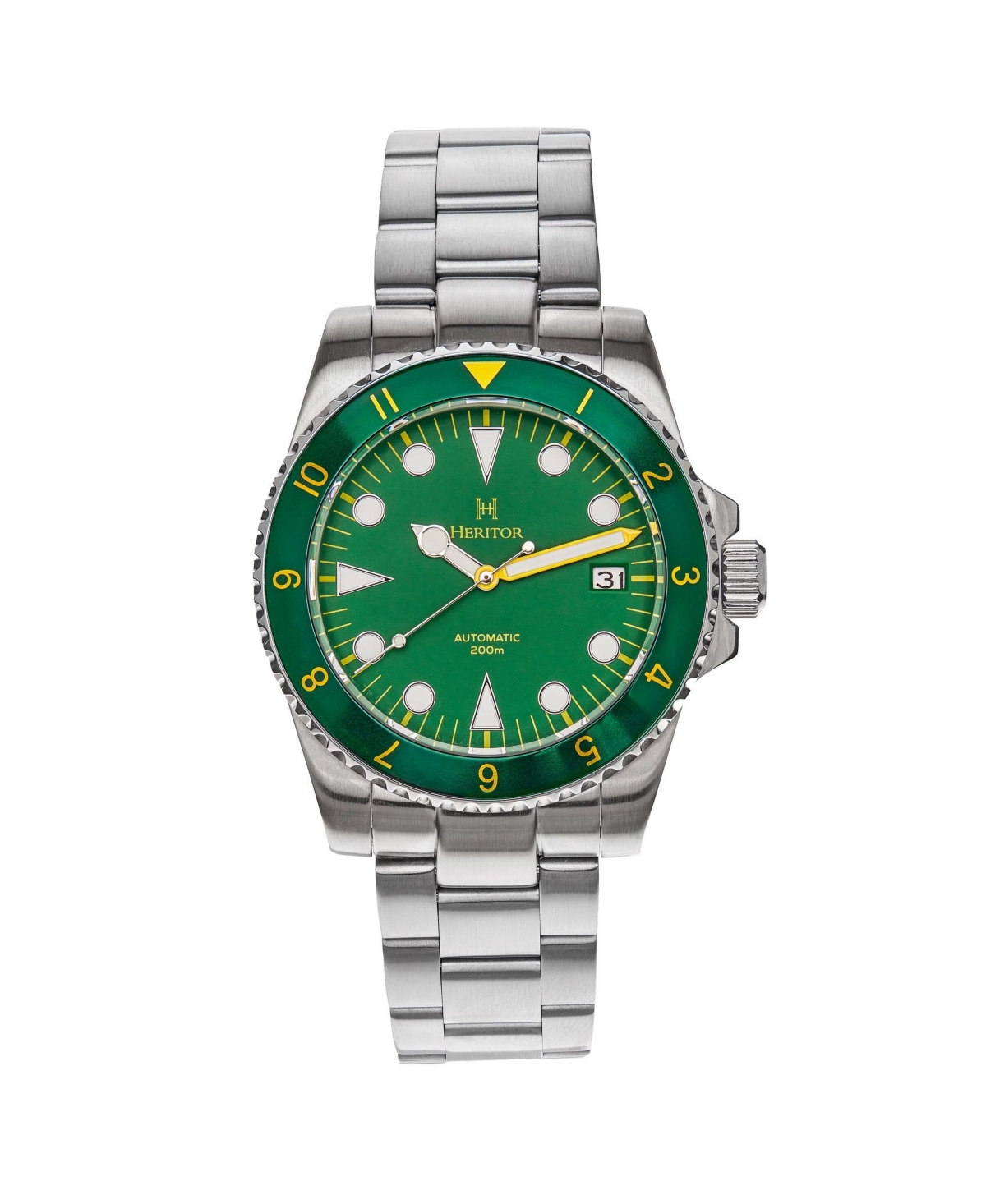 Men Luciano Stainless Steel Watch - Green, 41mm - Green