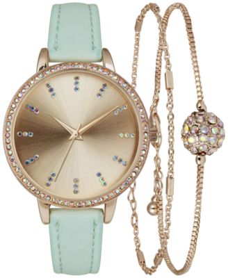 I.N.C. International Concepts - Women's Mint Strap Watch 38mm Gift Set, Created for Macy's