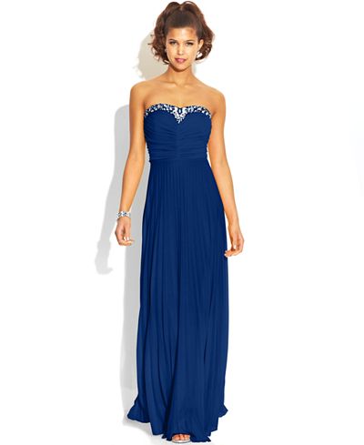 B Darlin Juniors&#39; Pleated Embellished Gown, A Macy&#39;s Exclusive - Juniors Dresses - Macy&#39;s