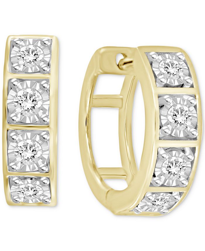 Macy's Diamond Small Huggie Hoop Earrings (1/4 ct. t.w.) in 10k Gold