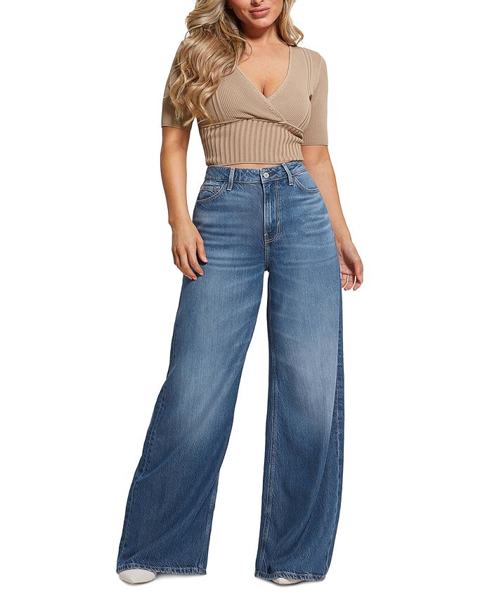 GUESS Women's Bellflower HighRise UltraWide Leg Jeans Macy's