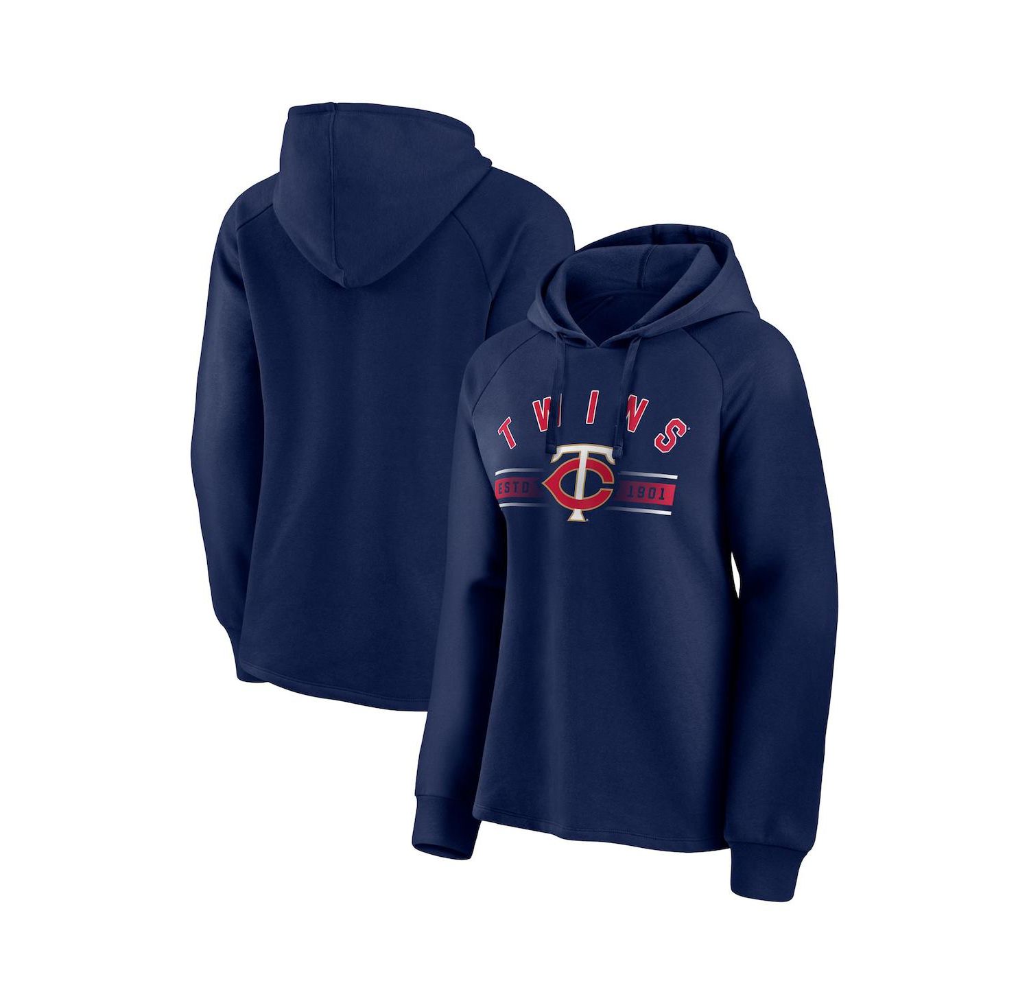 Women's Navy Minnesota Twins Perfect Play Raglan Pullover Hoodie