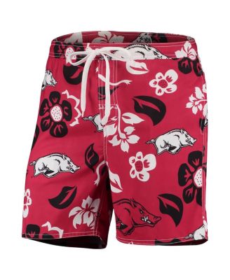 Men's Cardinal Arkansas Razorbacks Floral Volley Logo Swim Trunks