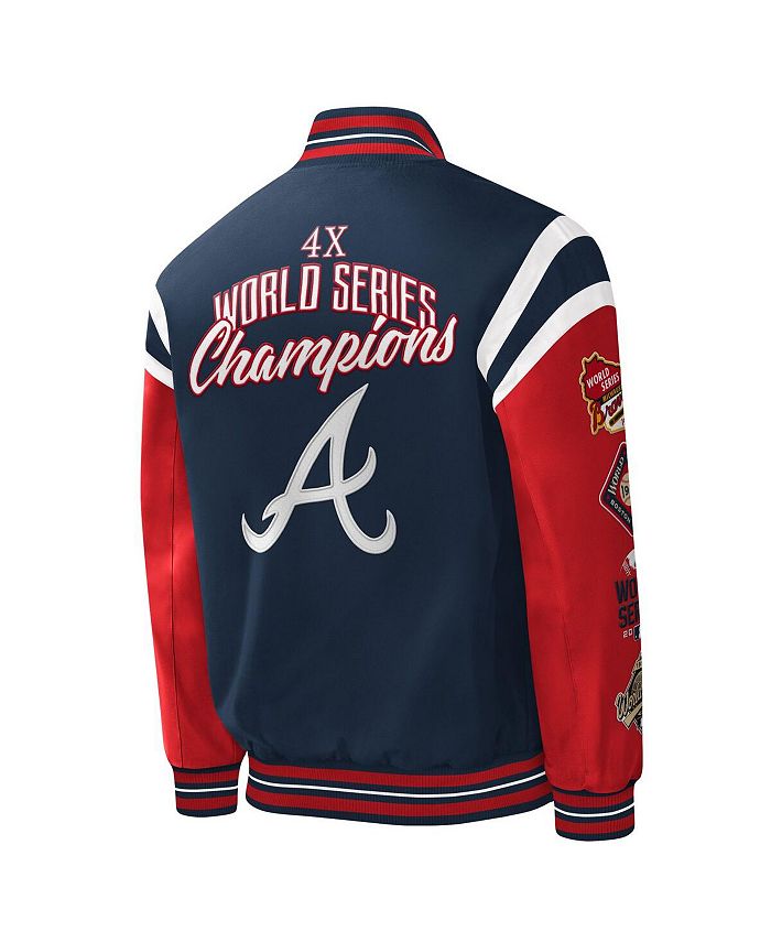 G Iii Sports By Carl Banks Mens Navy Atlanta Braves Title Holder Full Snap Varsity Jacket Macys 