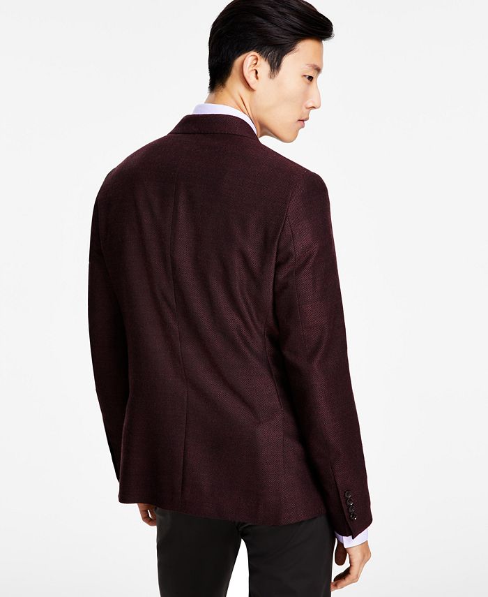 Calvin Klein Men's SlimFit Wool Woven Herringbone Sport Coat Macy's