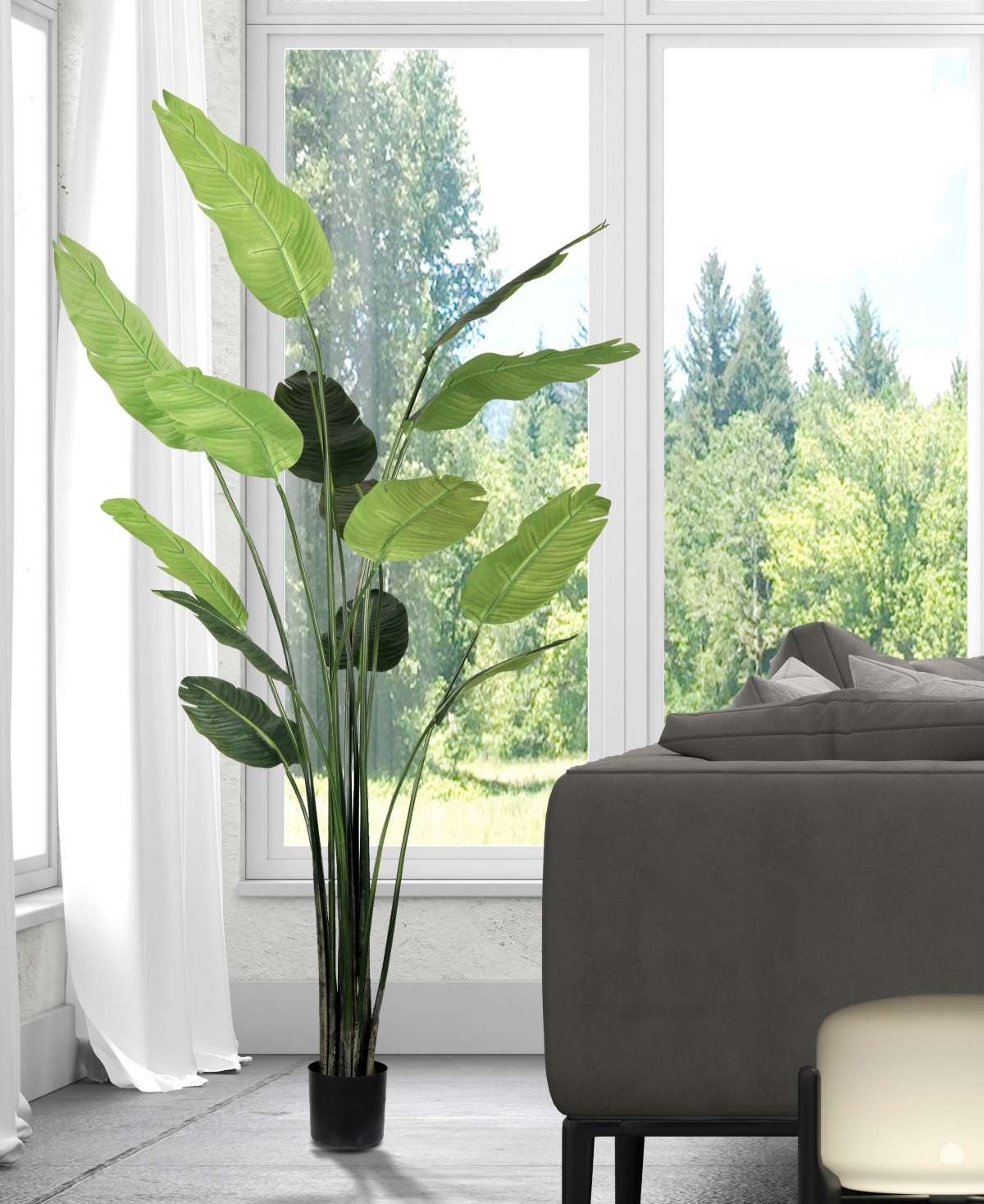 Vickerman 7' Artificial Potted Travellers Palm Tree In Green
