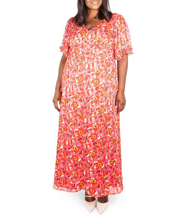 Maree Pour Toi Plus Size Floral Lurex Maxi Dress & Reviews - Dresses ...