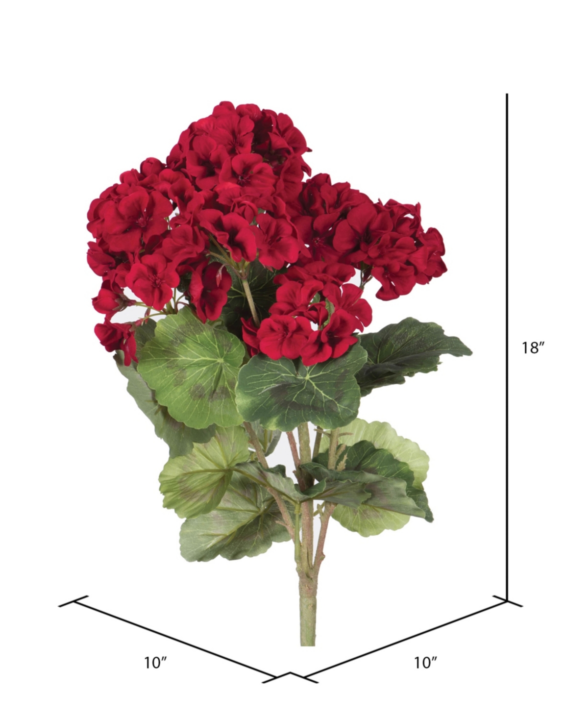 Vickerman 18" Artificial Red Geranium Bush, 4 Per Pack In Red