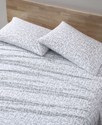 Printed 100% Cotton Percale 3-Pc. Sheet Set, Twin