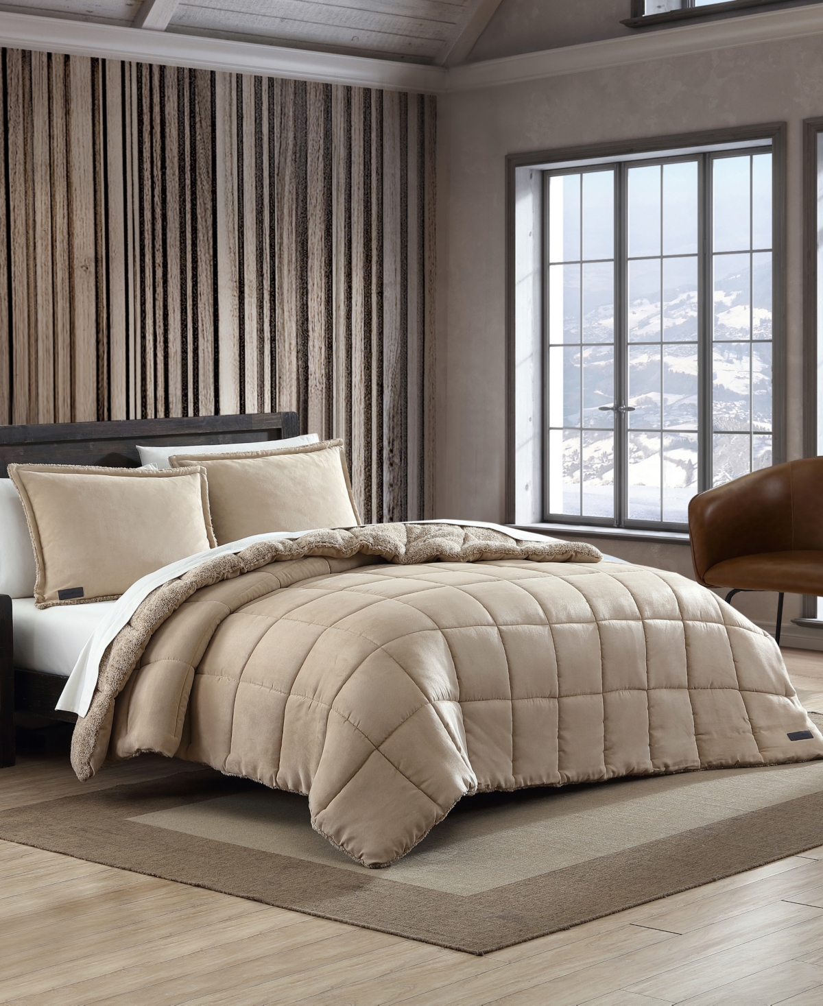 Eddie Bauer Sherwood Micro Suede Comforter Bedding Set In Brown