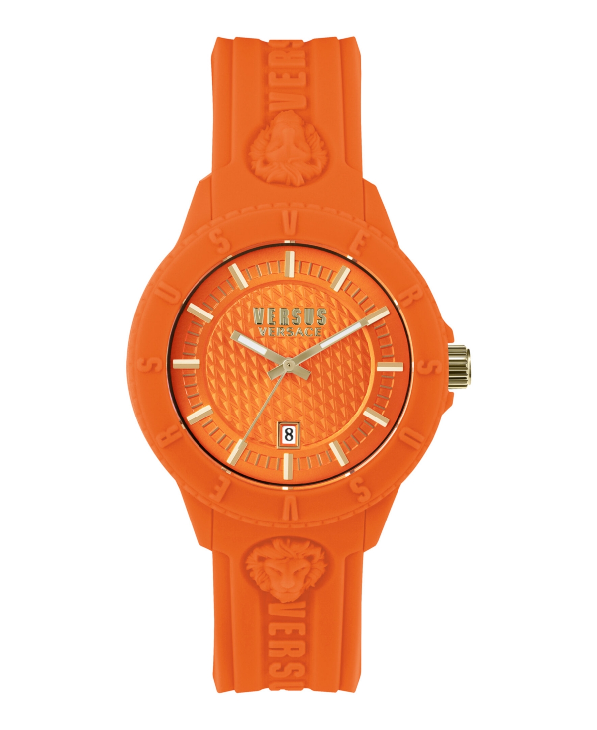 Shop Versus Men's 3 Hand Date Quartz Tokyo Orange Silicone Watch, 43mm