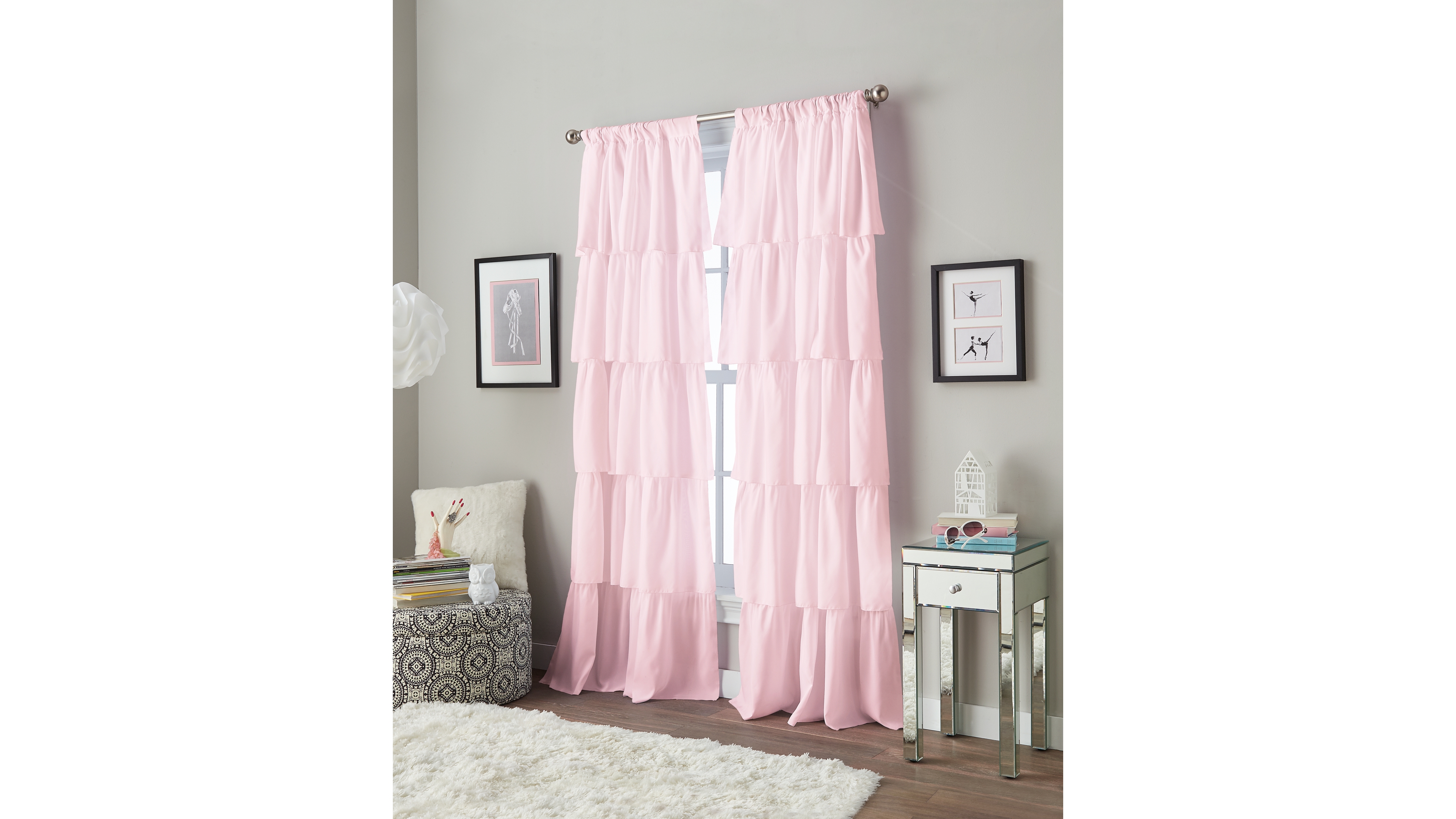 Curtainworks Flounced Poletop Single Curtain Panel, 42" x 63"