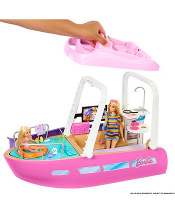 Barbie Doll and Boat Playset with Pet Puppy, Life Vest and Accessories,  Fits 3 Dolls & Floats in Water, For 3 to 7 Year Olds
