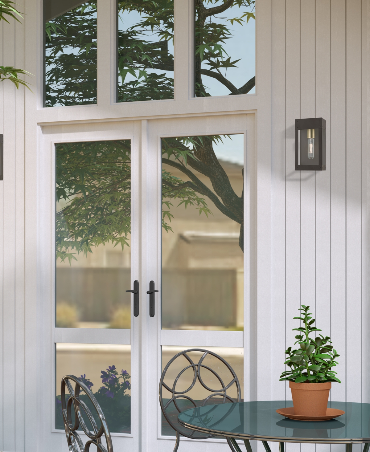 Livex Barrett 1 Light Outdoor Wall Lantern - Bronze with Antique Brass