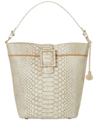 Brahmin - Shira Oyster Grey Ellacoya Medium Leather Bucket Bag
